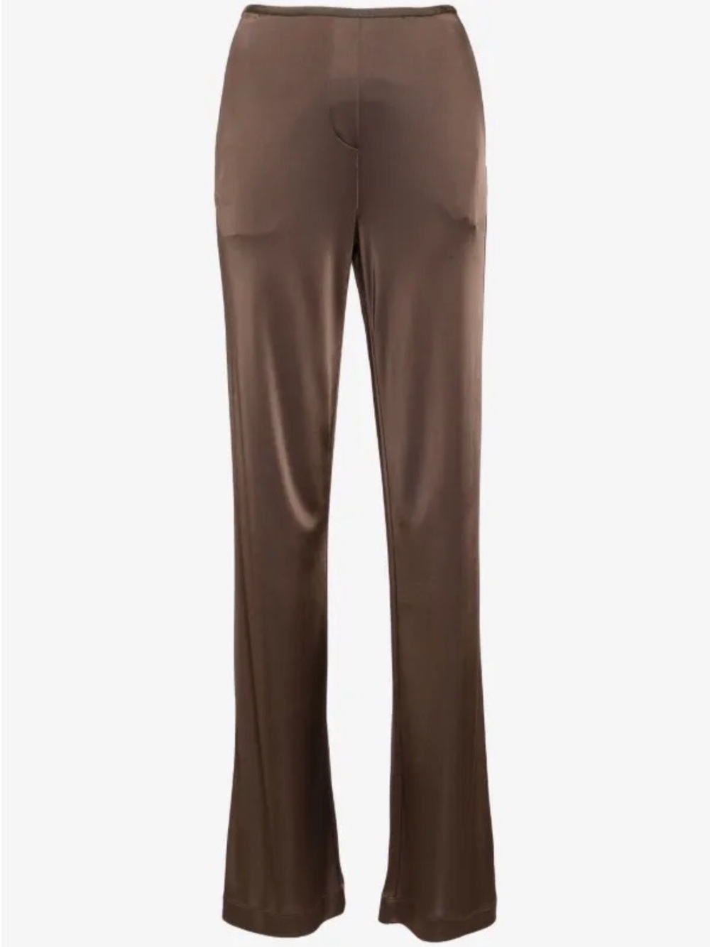 Helmut Lang Brown Satin-Effect Flared Pants